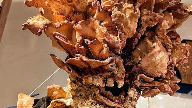 A photo shows a sculpture of a Clicker from The Last of Us made of bread. 